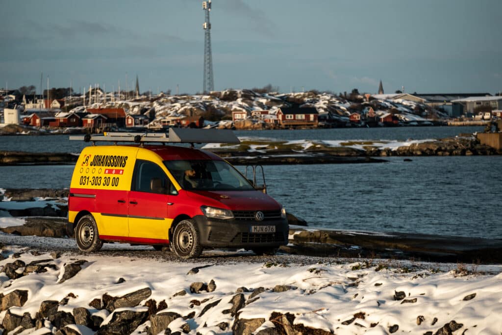 Servicebil från Johanssons Rör på västkusten i Göteborg